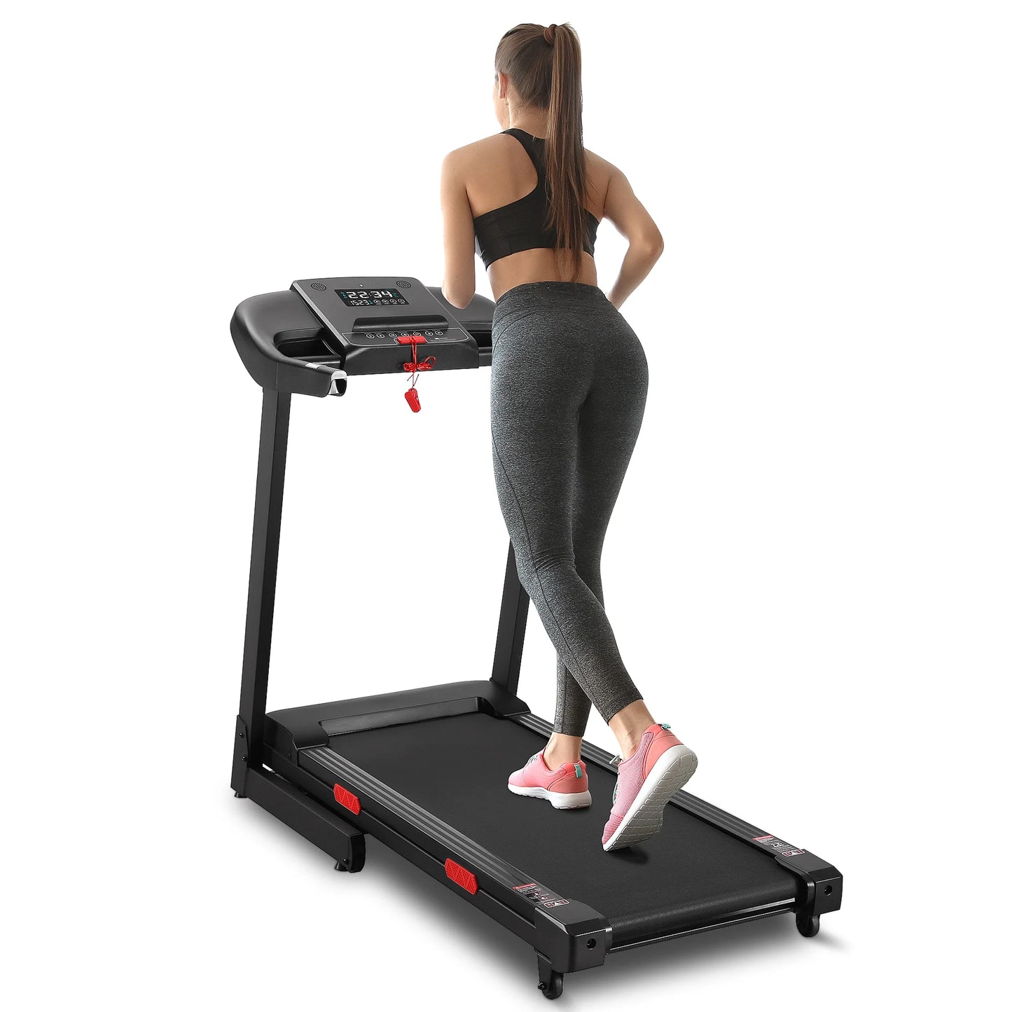 Treadmill with Auto Incline Bluetooth Voice Control 17 in Wide Electric Treadmill Folding Machine 15 Level Auto 8.8 Mhp Speed for Home Use Gifts