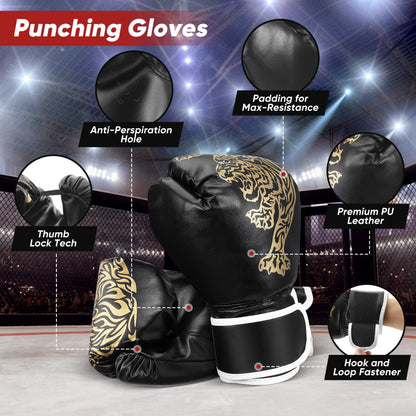 Punching Bag for Adults 4FT PU Heavy Boxing Bag Set Hanging Boxing Bag Kit W/ 12Oz Gloves