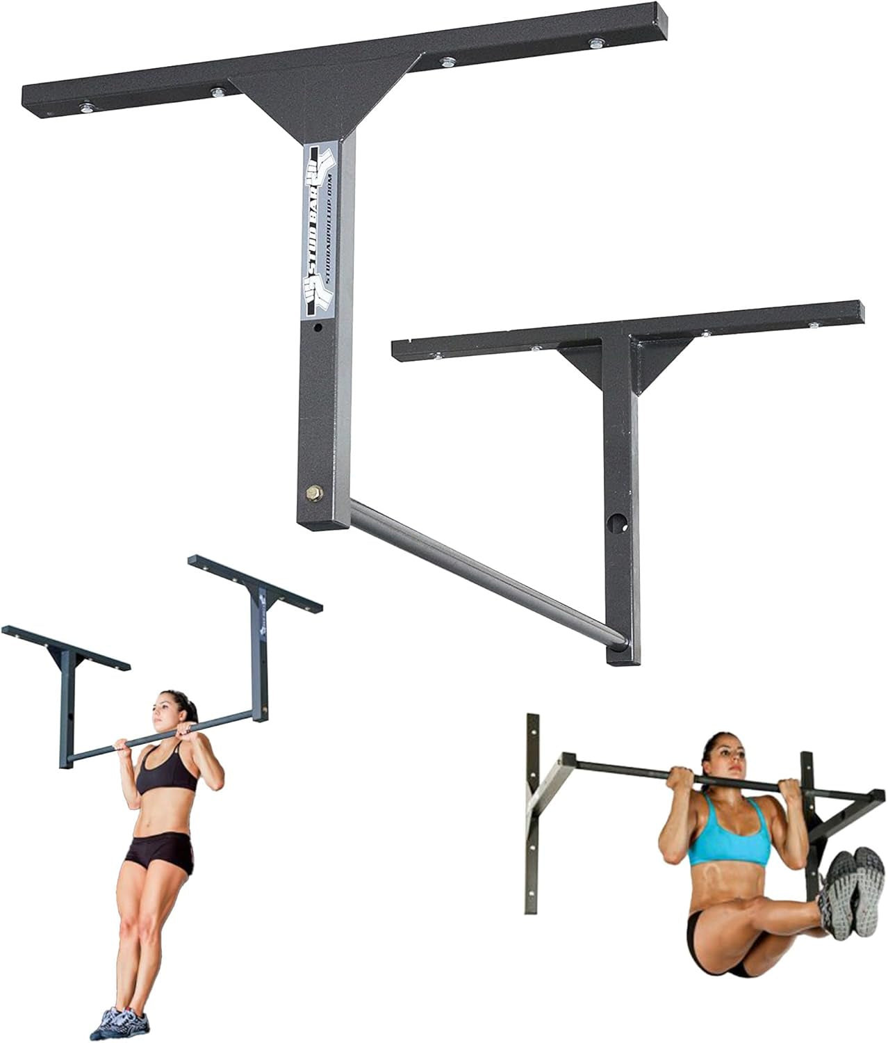 Heavy Duty Ceiling or Wall Mountable Pull up Bar Gym Quality, 600Lb Capacity, Standard Size for (9-Ft Ceilings) or Wall Mountable