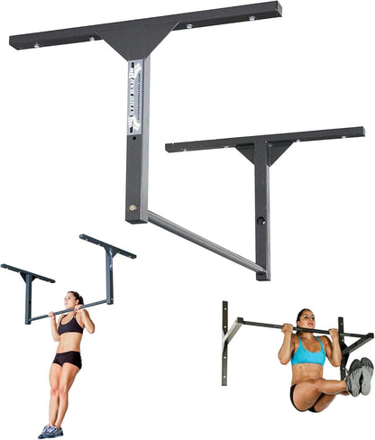 Heavy Duty Ceiling or Wall Mountable Pull up Bar Gym Quality, 600Lb Capacity, Standard Size for (9-Ft Ceilings) or Wall Mountable