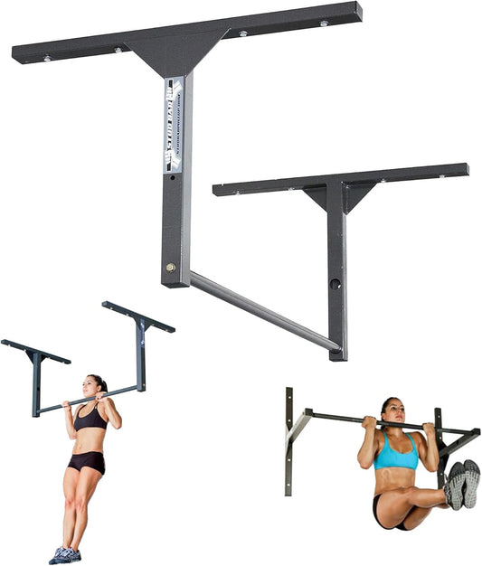 Heavy Duty Ceiling or Wall Mountable Pull up Bar Gym Quality, 600Lb Capacity, Standard Size for (9-Ft Ceilings) or Wall Mountable
