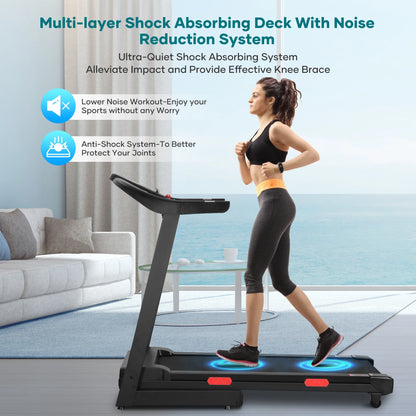Treadmill with Auto Incline Bluetooth Voice Control 17 in Wide Electric Treadmill Folding Machine 15 Level Auto 8.8 Mhp Speed for Home Use Gifts