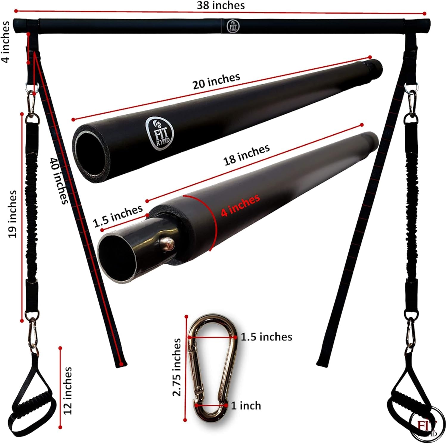 Pilates Bar with Resistance Bands - Premium | Portable Home Workout Equipment for Men/Women | at Home Workout Resistance Bands | Adjustable Length Resistance Band Straps | Full Body Workout