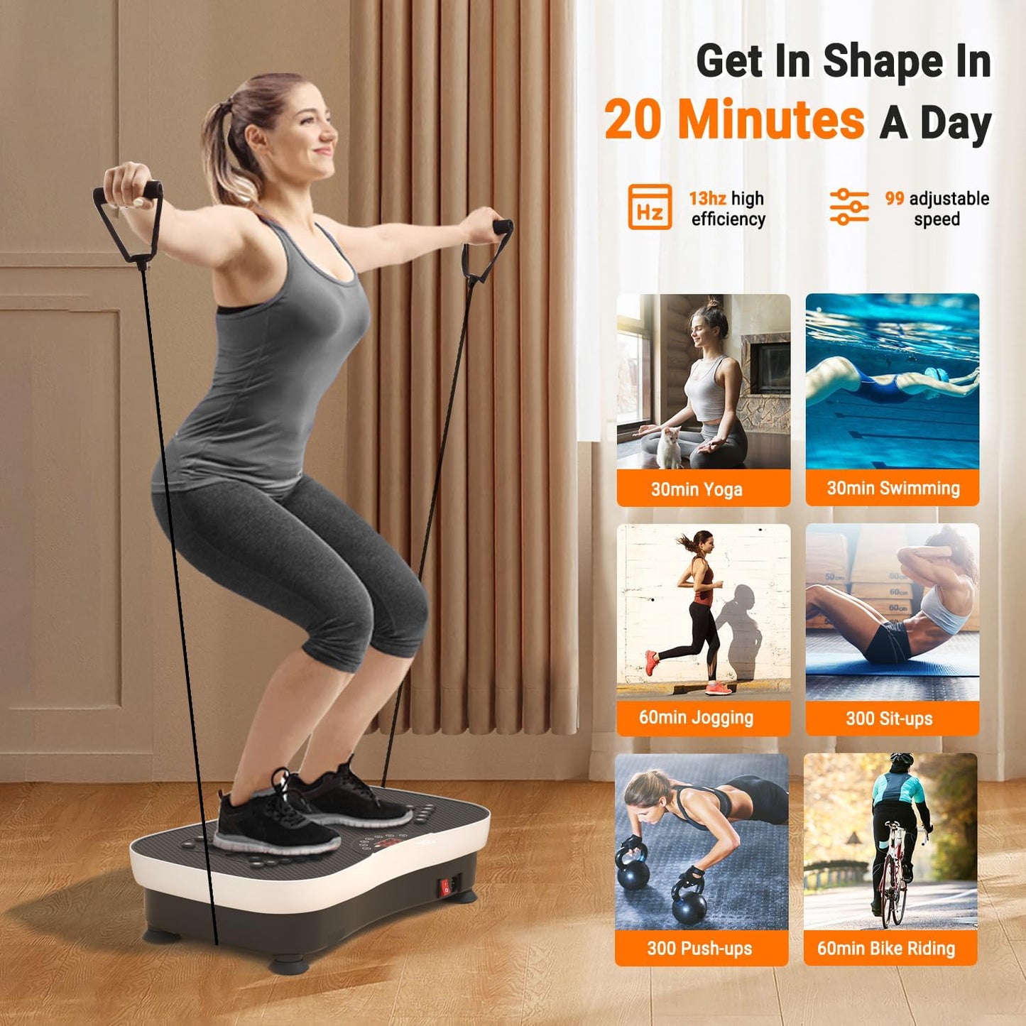 Vibration Plate Exercise Machine Whole Body Vibration Machine with Remote Control for Pain Relief, Lymphatic Drainage, Weight Loss