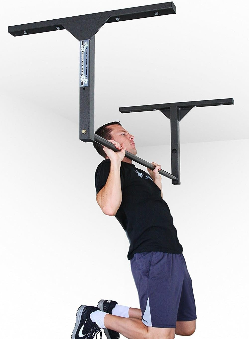Heavy Duty Ceiling or Wall Mountable Pull up Bar Gym Quality, 600Lb Capacity, Standard Size for (9-Ft Ceilings) or Wall Mountable